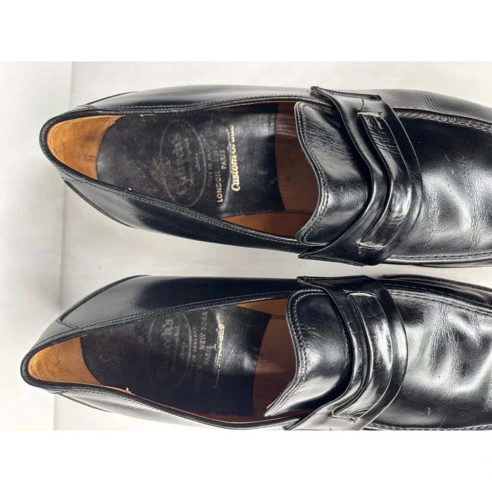 Vtg Church's Penny Loafers Men 10.5W UK 9.5H Black Custom Grade Leather England